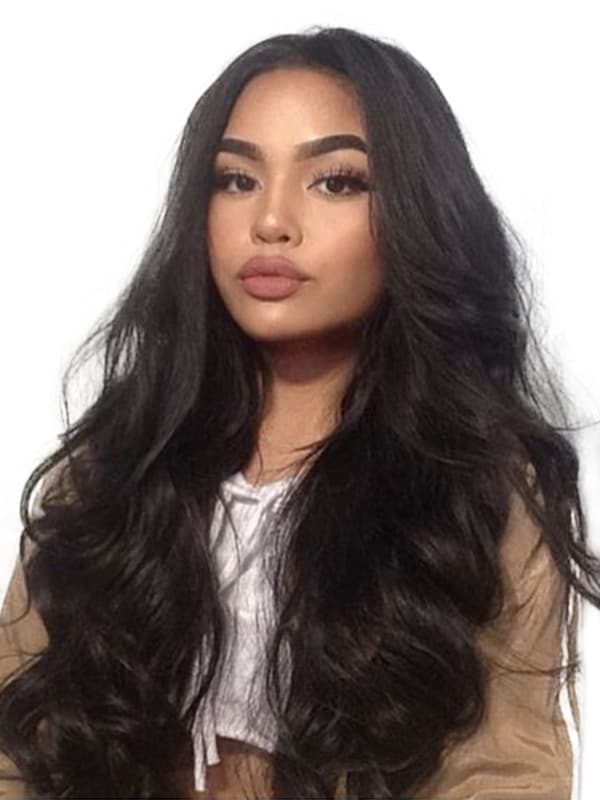 باروكة شعر نسائية لون أسود طويل بقصة عصرية