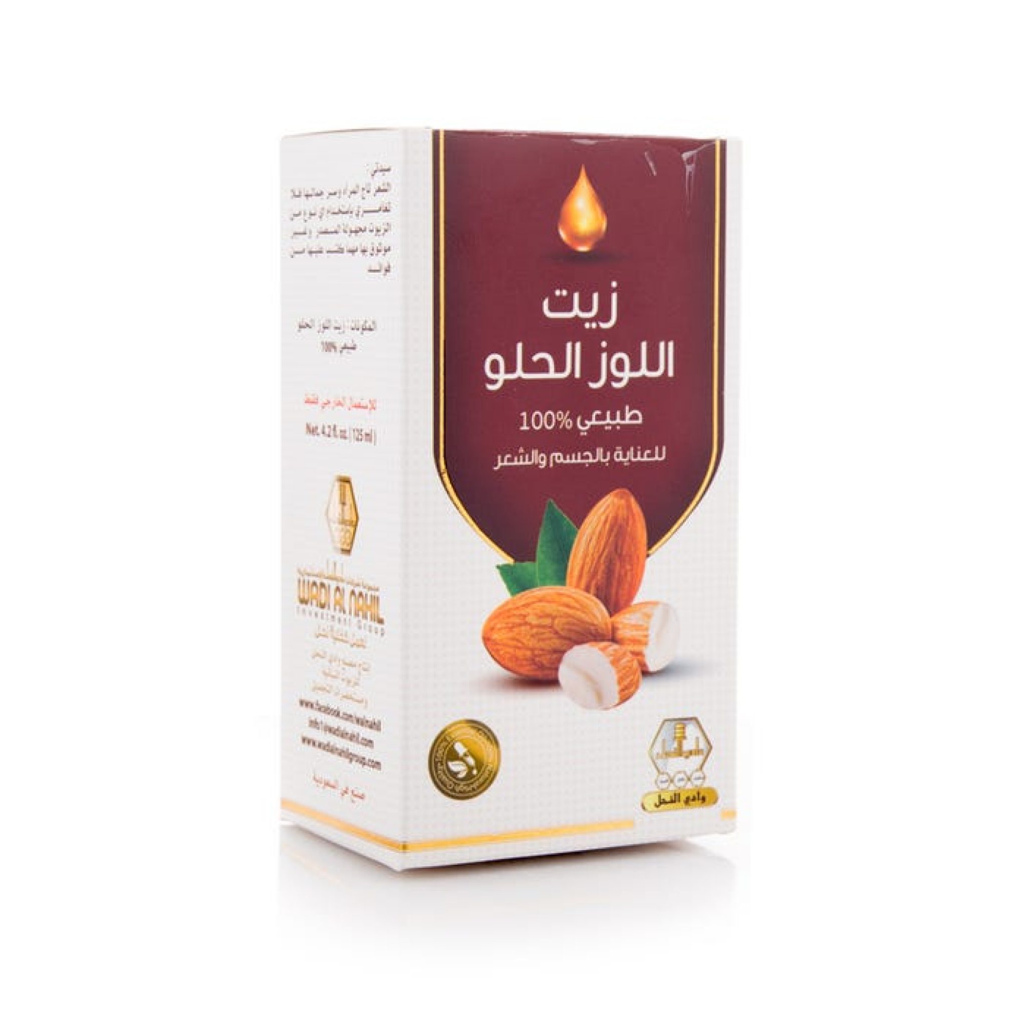 زيت اللوز الحلو للشعر طبيعي 100 من وادي النحل عبوة 125 مل السعودية
